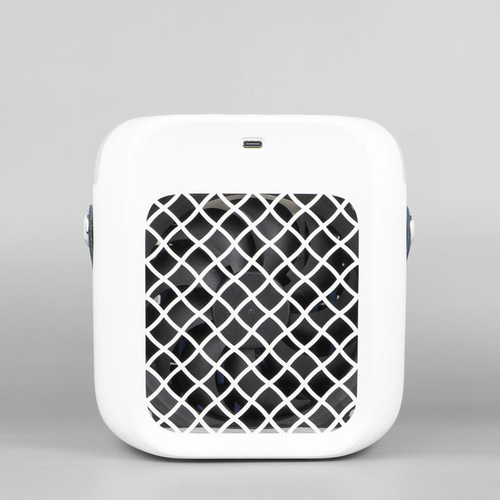White air cooler with a protective mesh screen