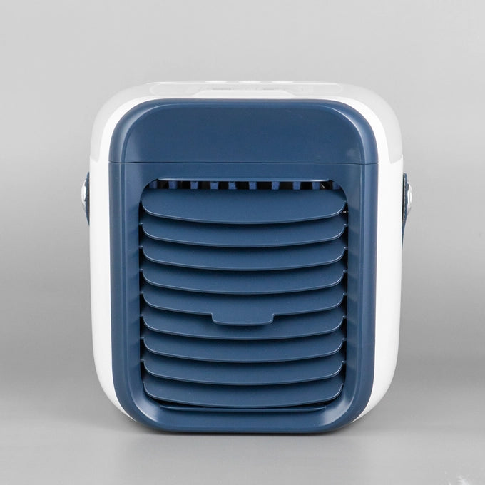 Portable air cooler in blue and white colour scheme