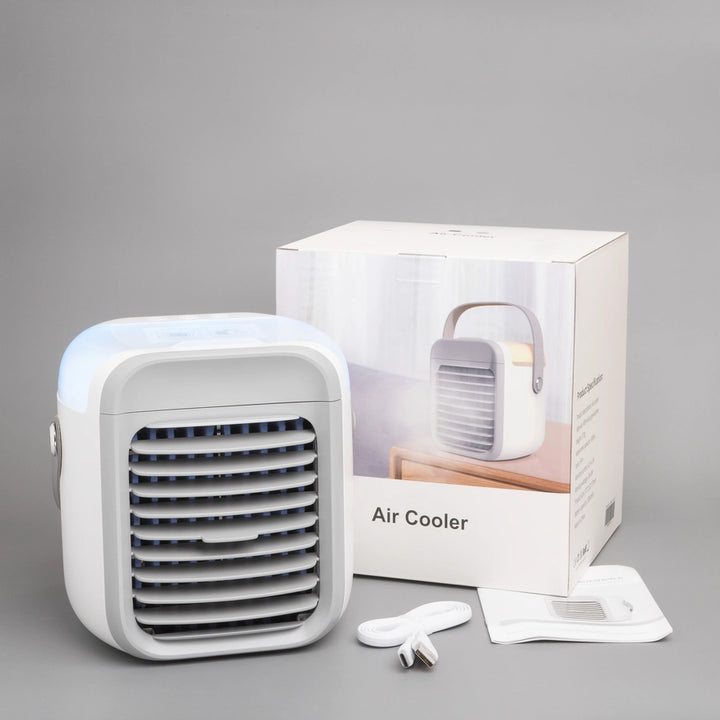 Compact white and grey air cooler